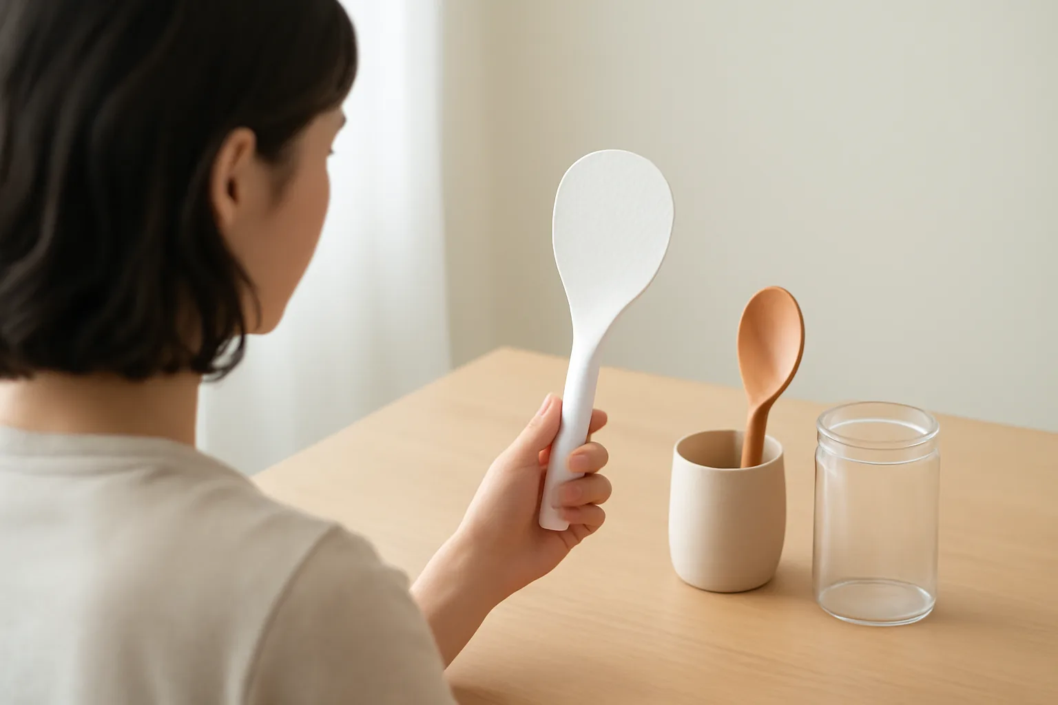 しゃもじ立ては家にある物で代用！倒れにくく衛生的な収納アイデア