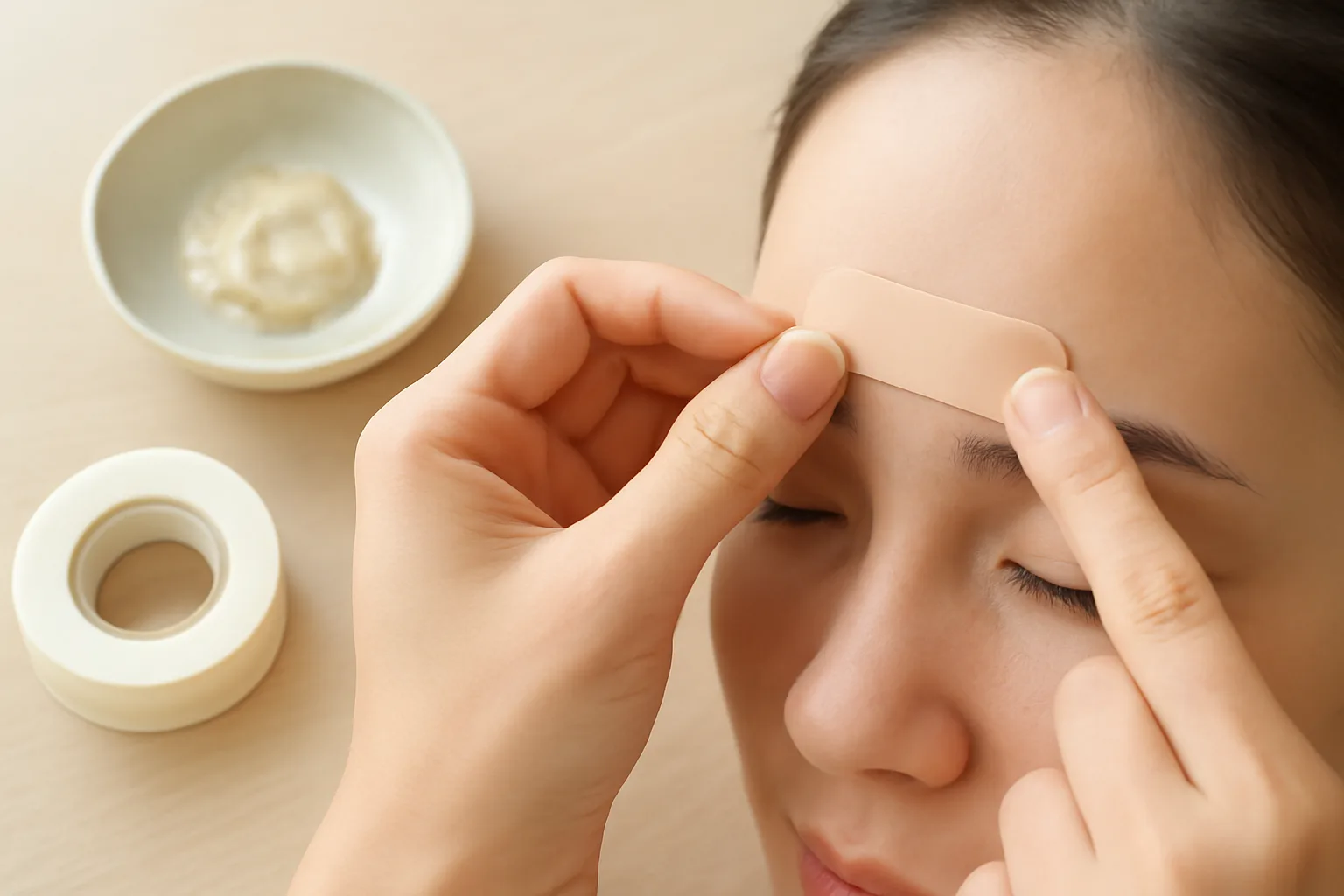 眉間のシワ用テープは代用できる？肌にやさしい選び方と貼り方